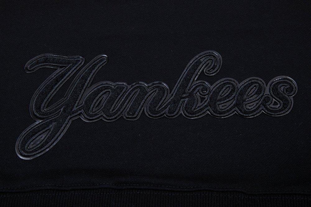 Pro Standard Women's New York Yankees Triple Black Fleece Cropped PO Hoodie - BLACK Thumbnail View 7