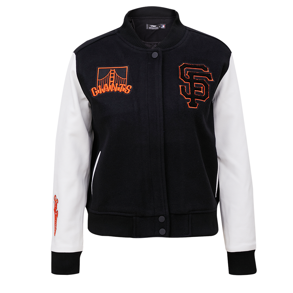 Pro Standard Women's San Francisco Giants Classic Wool Varsity Jacket - Black/White - BLACK/WHITE Thumbnail View 1