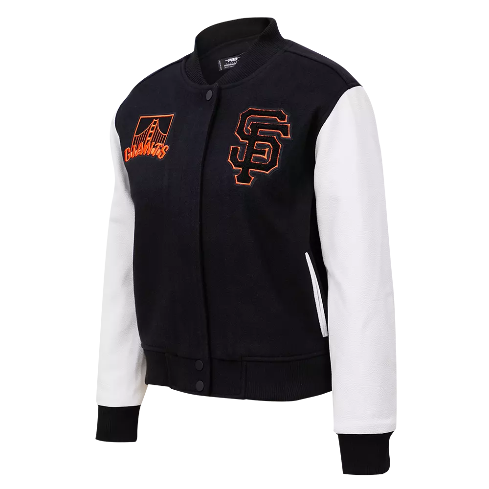 Pro Standard Women's San Francisco Giants Classic Wool Varsity Jacket - Black/White - BLACK/WHITE