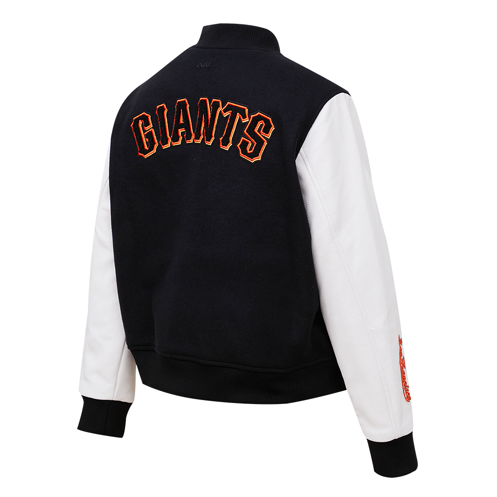 Pro Standard Women's San Francisco Giants Classic Wool Varsity Jacket -Black/White - BLACK/WHITE Thumbnail View 4