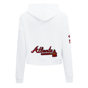 Pro Standard Women's Atlanta Braves Classic Fleece Cropped PO Hoodie -White