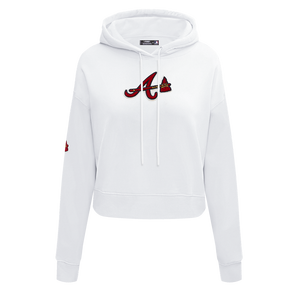 Pro Standard Women's Atlanta Braves Classic Fleece Cropped PO Hoodie -White