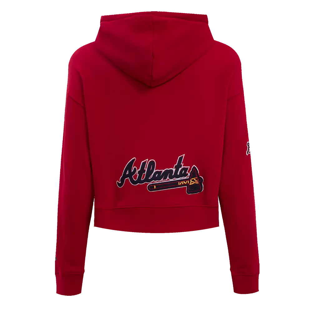 Pro Standard Women's Atlanta Braves Classic Fleece Cropped PO Hoodie - Red - RED
