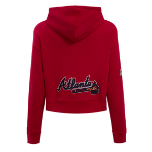 Pro Standard Women's Atlanta Braves Classic Fleece Cropped PO Hoodie -Red