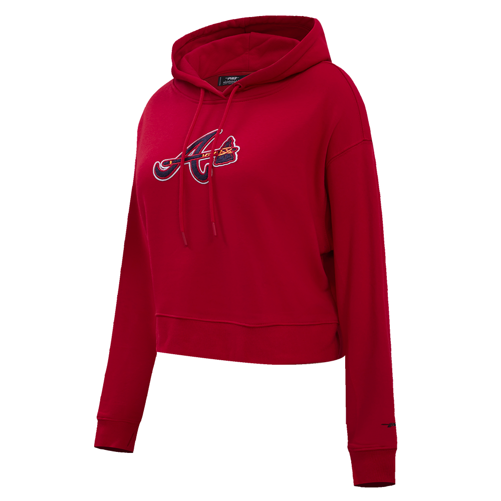 Pro Standard Women's Atlanta Braves Classic Fleece Cropped PO Hoodie -Red - RED Thumbnail View 3