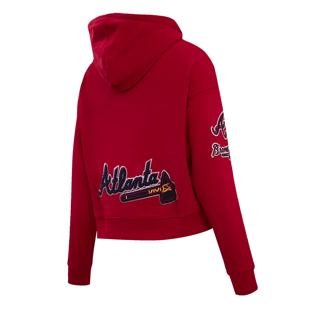 Pro Standard Women's Atlanta Braves Classic Fleece Cropped PO Hoodie - Red - RED