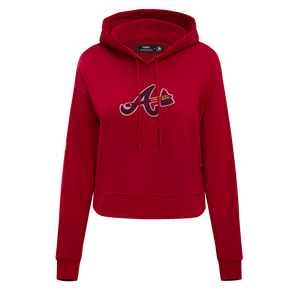 Pro Standard Women's Atlanta Braves Classic Fleece Cropped PO Hoodie -Red