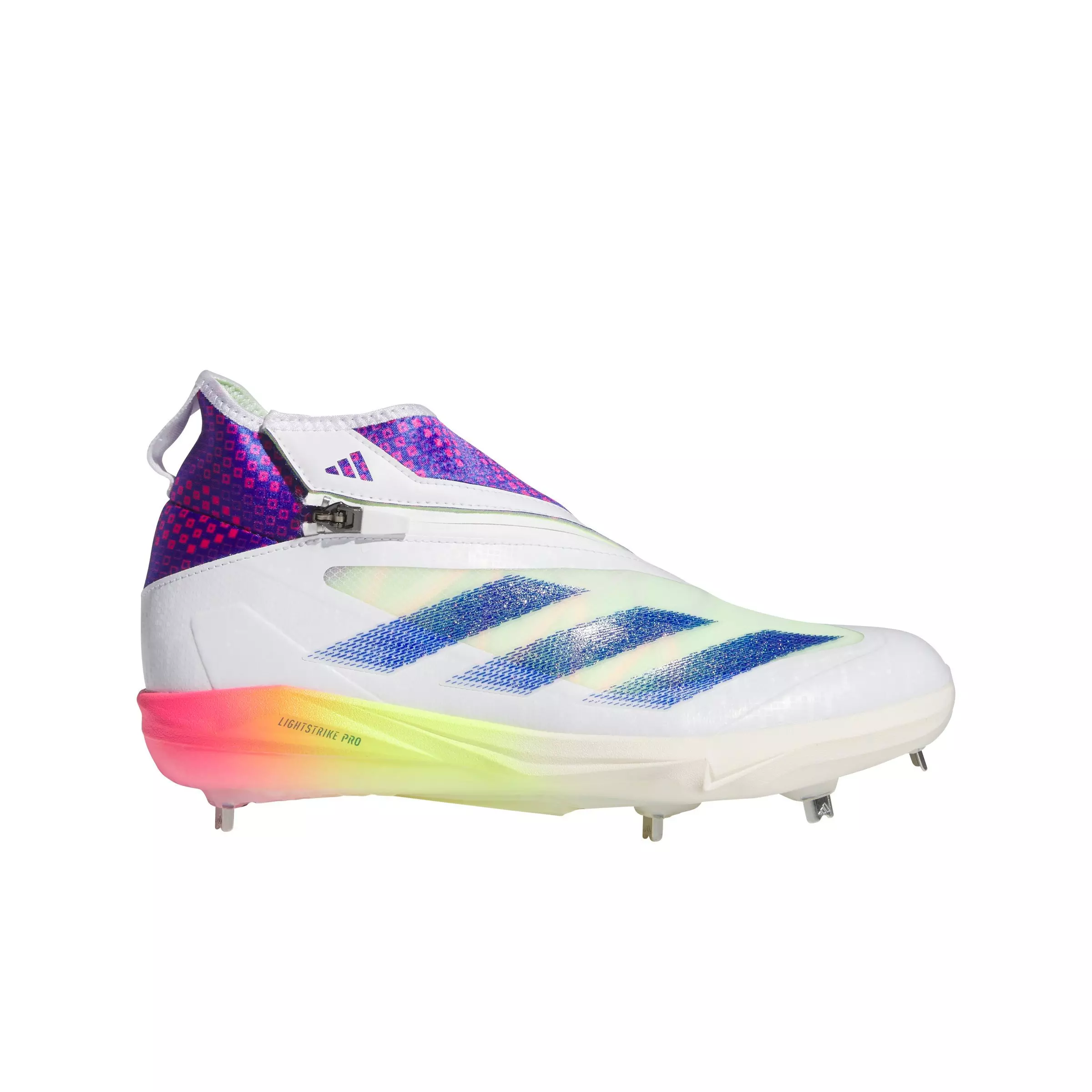 adidas Adizero Impact+ Warp Speed "Ftwr White/Lucid Blue/Lucid Pink" Men's Baseball Cleat - WHITE/BLUE/PINK