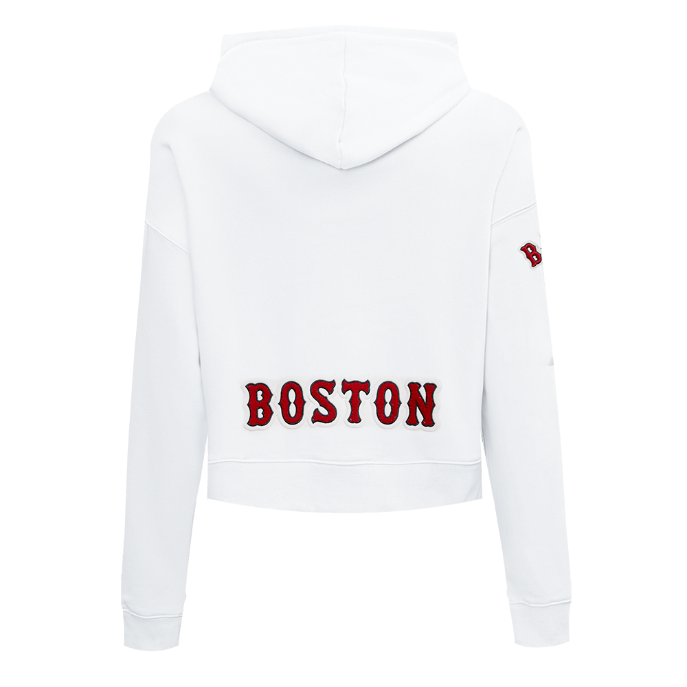 Pro Standard Women's Boston Red Sox Classic Fleece Cropped PO Hoodie -White - WHITE Thumbnail View 2