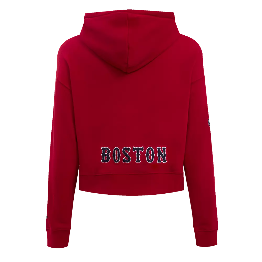 Pro Standard Women's Boston Red Sox Classic Fleece Cropped PO Hoodie Red - RED