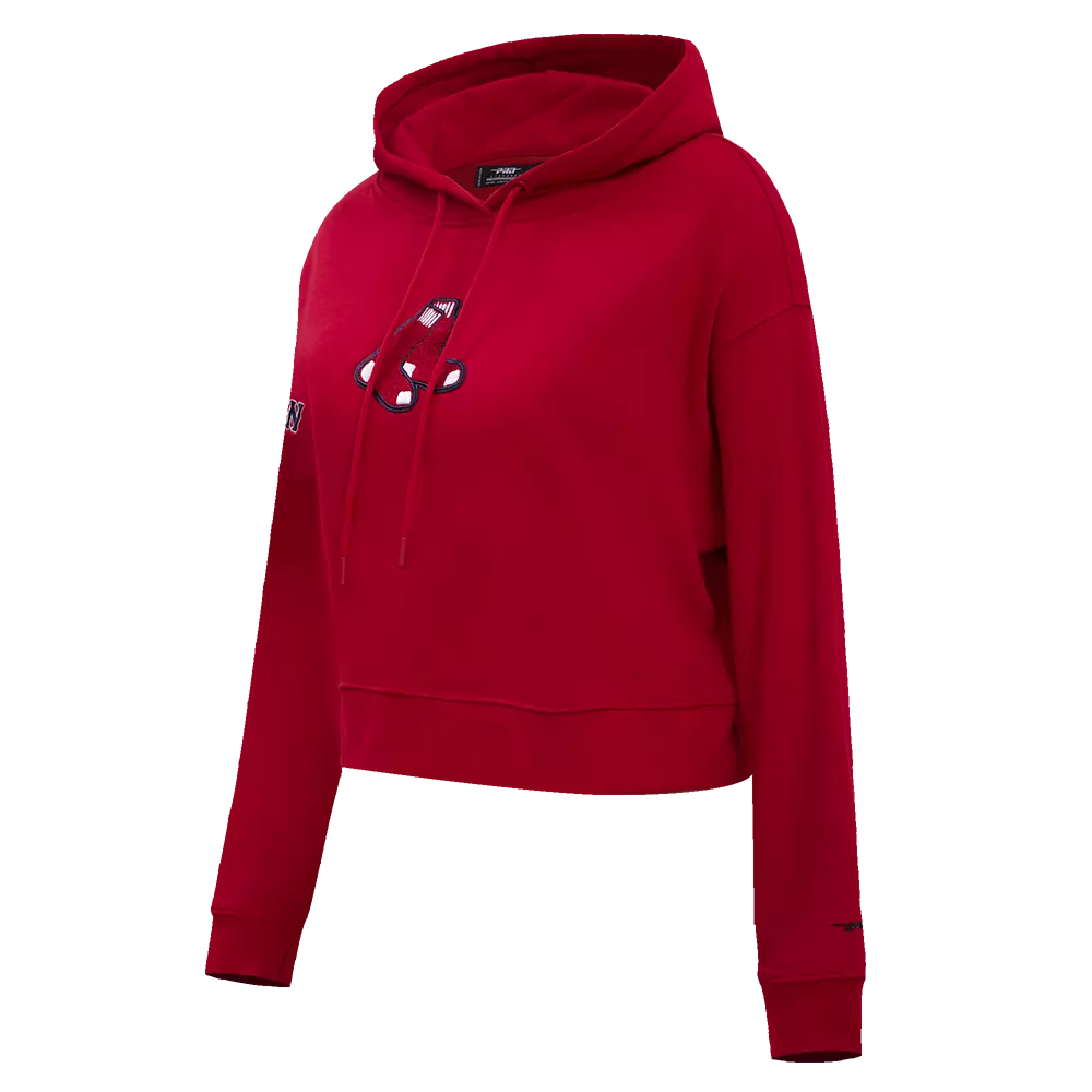 Pro Standard Women's Boston Red Sox Classic Fleece Cropped PO Hoodie Red - RED