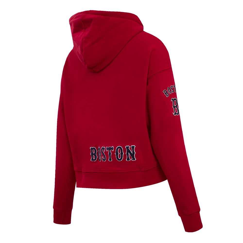 Pro Standard Women's Boston Red Sox Classic Fleece Cropped PO Hoodie Red - RED Thumbnail View 4