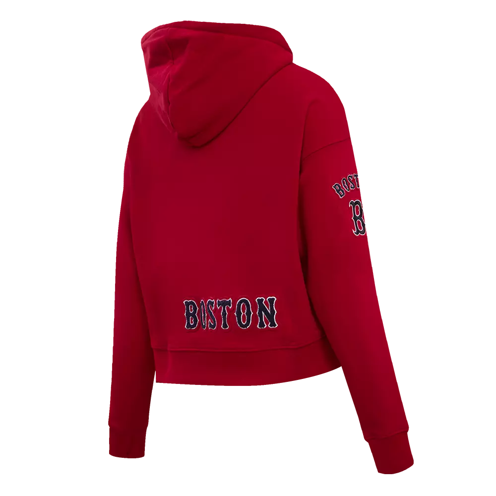 Pro Standard Women's Boston Red Sox Classic Fleece Cropped PO Hoodie Red - RED