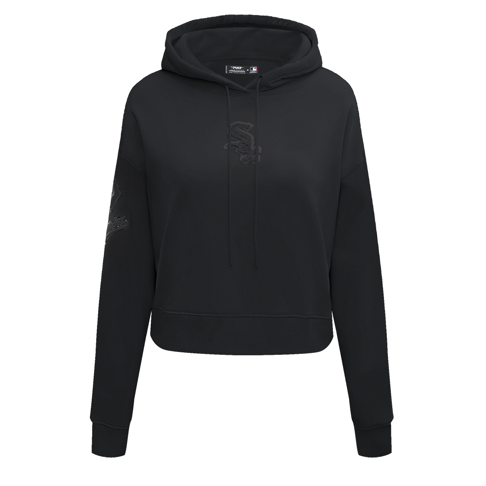 Pro Standard Women's Chicago White Sox Triple Black Fleece Cropped PO Hoodie - BLACK Thumbnail View 1