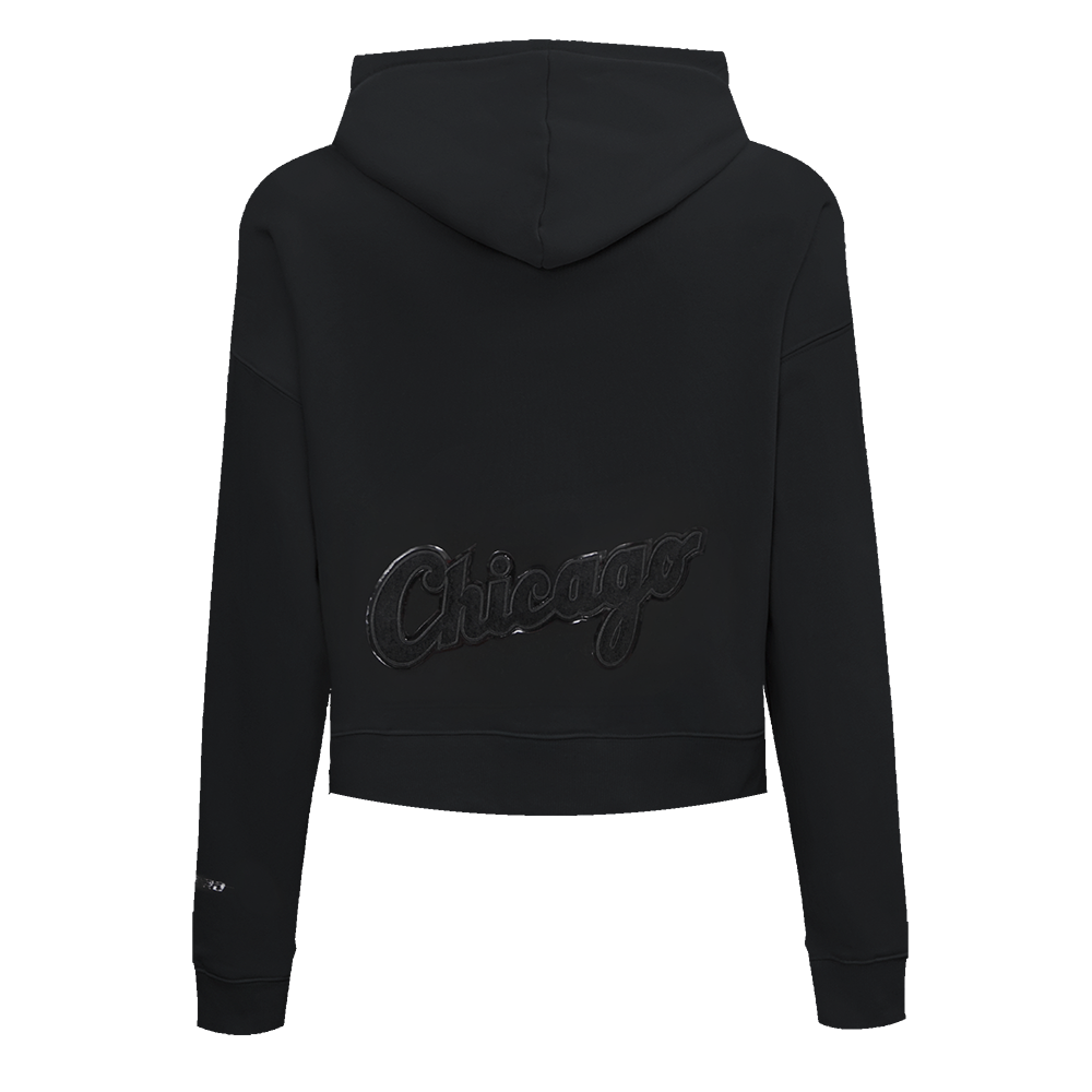 Pro Standard Women's Chicago White Sox Triple Black Fleece Cropped PO Hoodie - BLACK Thumbnail View 2