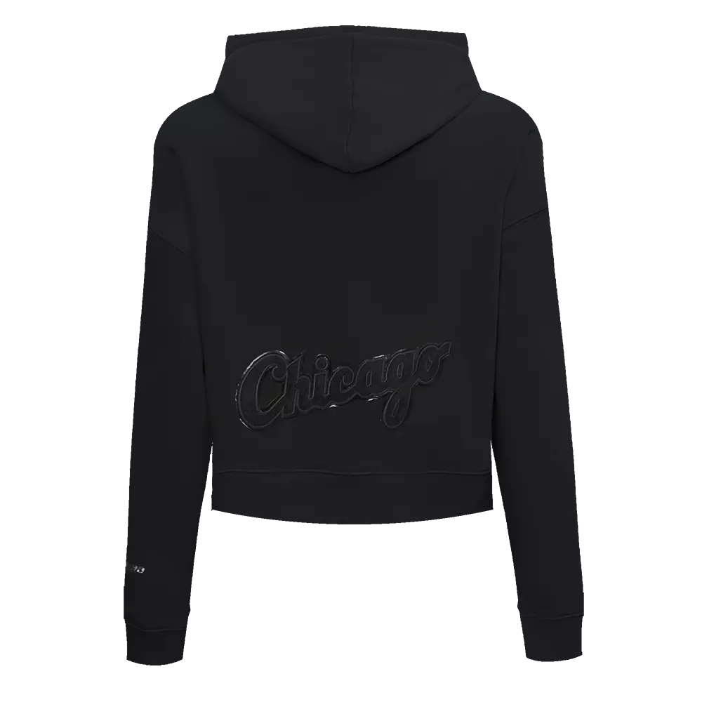 Pro Standard Women's Chicago White Sox Triple Black Fleece Cropped PO Hoodie - BLACK