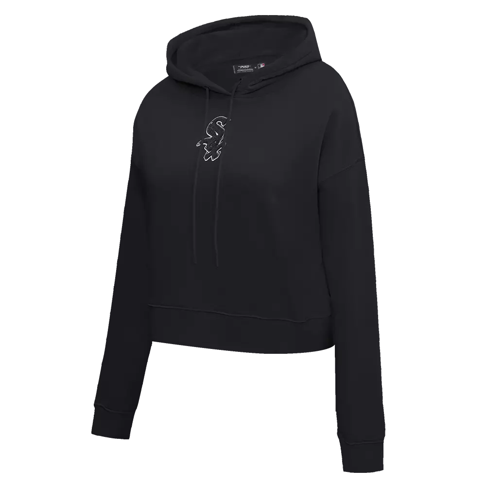 Pro Standard Women's Chicago White Sox Triple Black Fleece Cropped PO Hoodie - BLACK