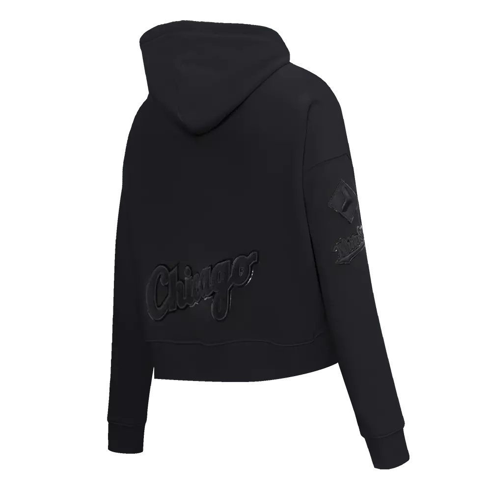 Pro Standard Women's Chicago White Sox Triple Black Fleece Cropped PO Hoodie - BLACK