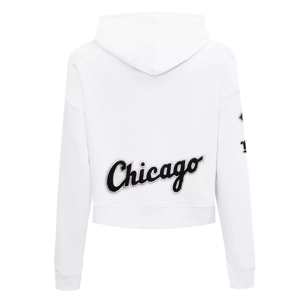 Pro Standard Women's Chicago White Sox Classic Fleece Cropped PO Hoodie -White - WHITE