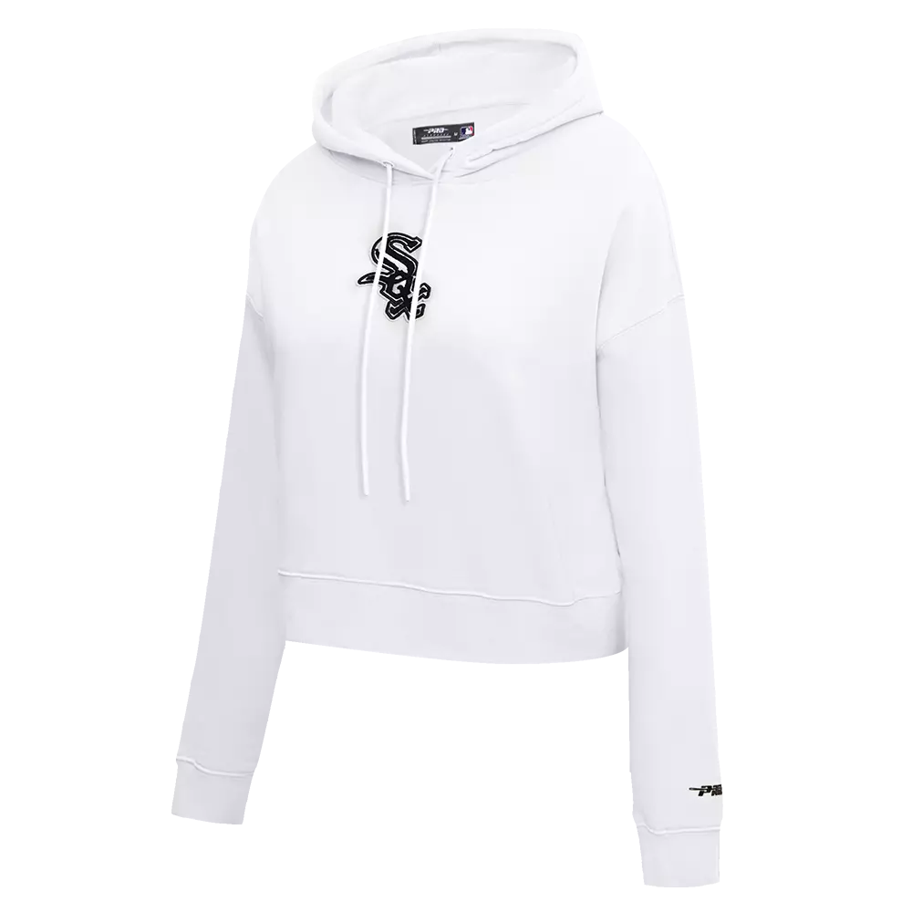 Pro Standard Women's Chicago White Sox Classic Fleece Cropped PO Hoodie -White - WHITE