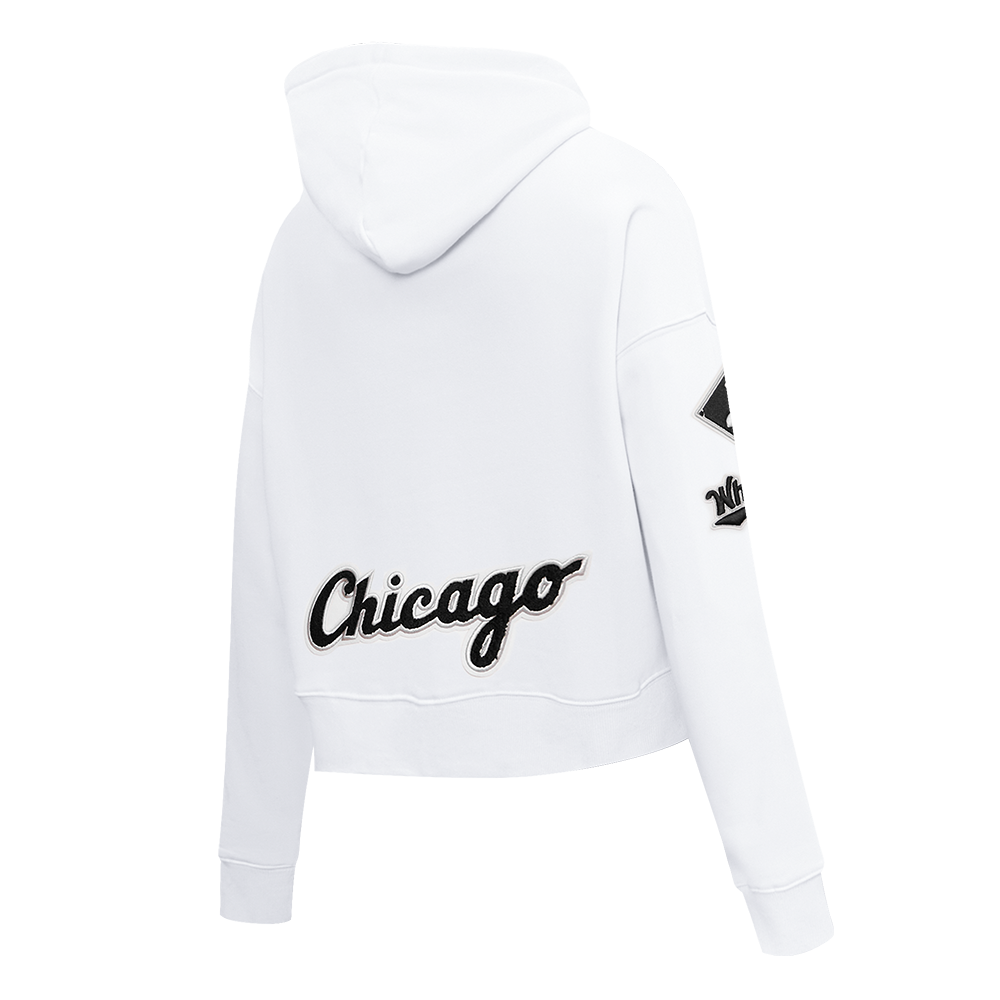 Pro Standard Women's Chicago White Sox Classic Fleece Cropped PO Hoodie - White - WHITE Thumbnail View 4