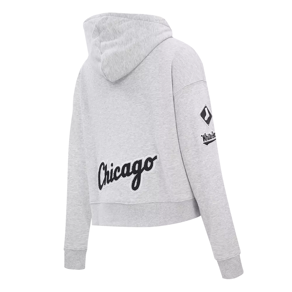 Pro Standard Women's Chicago White Sox Classic Fleece Cropped PO Hoodie -Grey - GREY