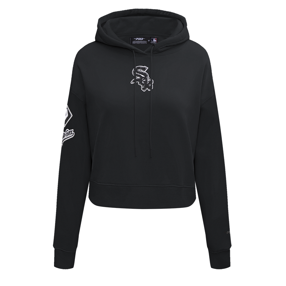 Pro Standard Women's Chicago White Sox Classic Fleece Cropped PO Hoodie -Black - BLACK Thumbnail View 1