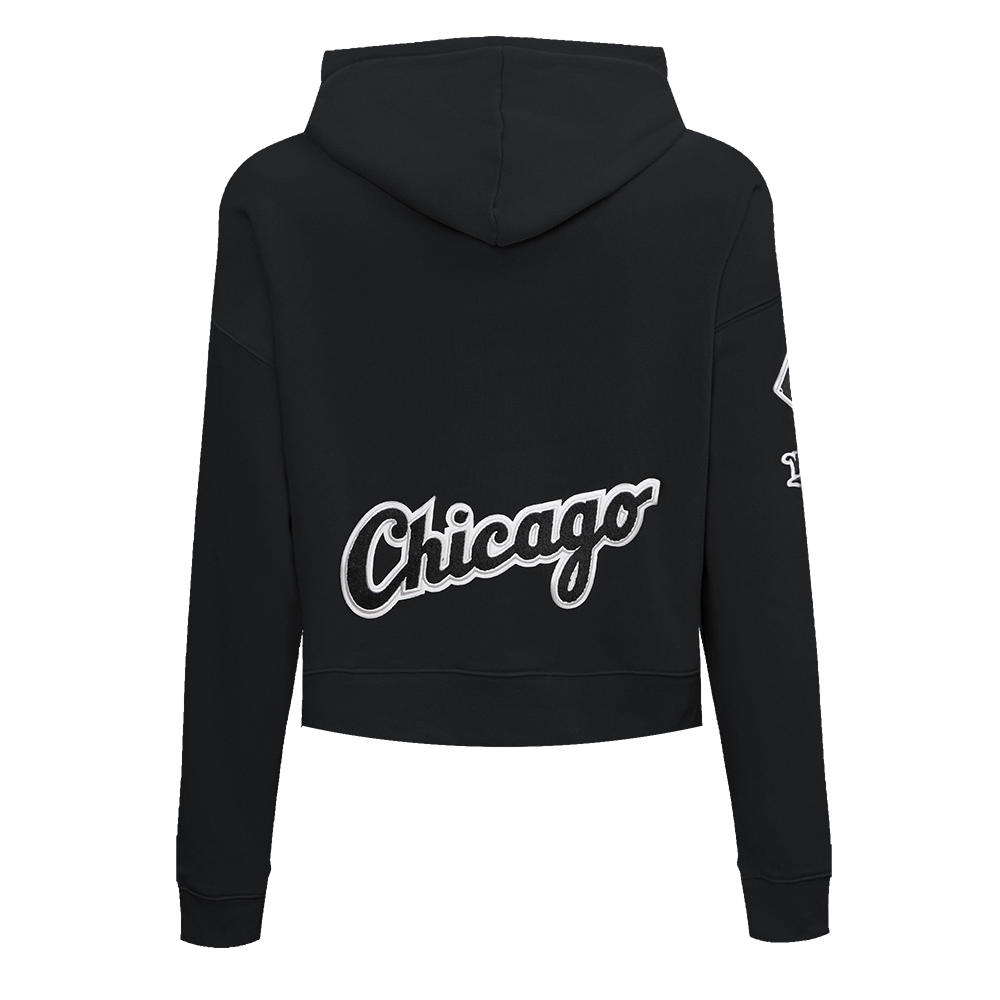 Pro Standard Women's Chicago White Sox Classic Fleece Cropped PO Hoodie -Black - BLACK Thumbnail View 2
