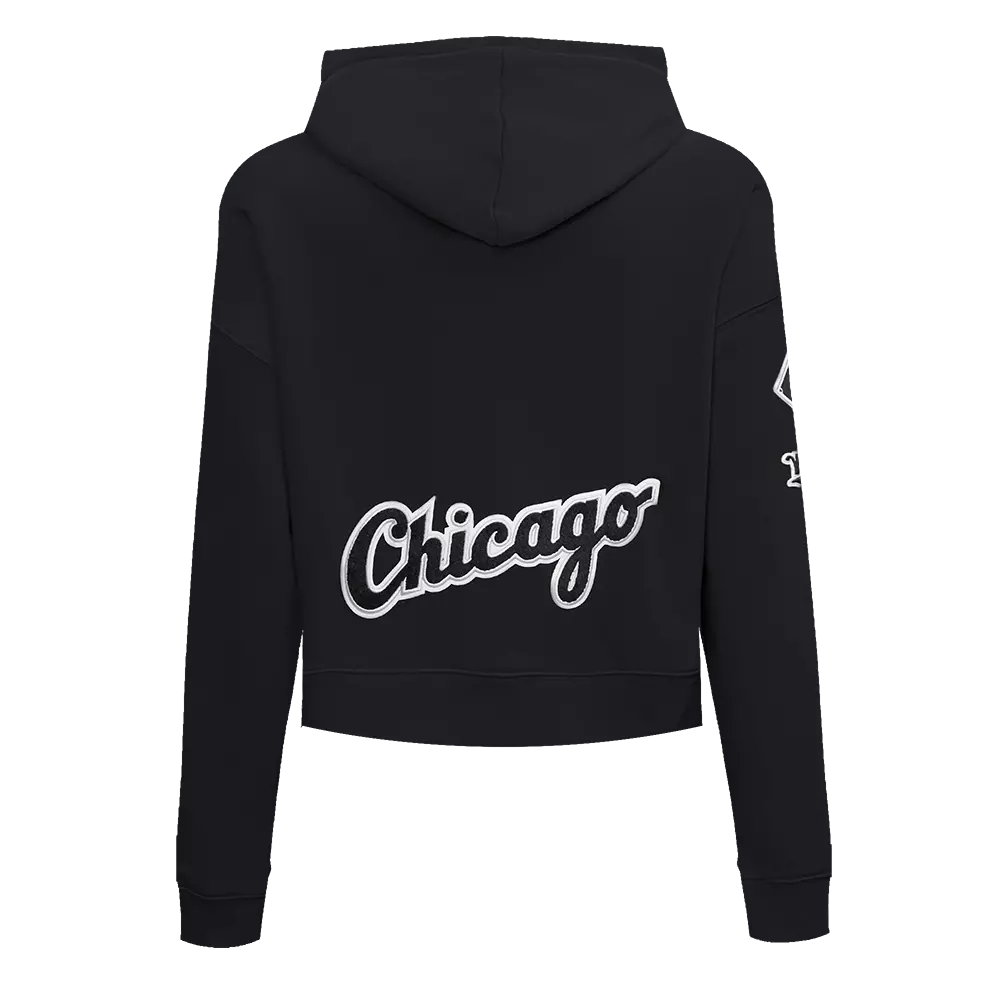 Pro Standard Women's Chicago White Sox Classic Fleece Cropped PO Hoodie -Black - BLACK