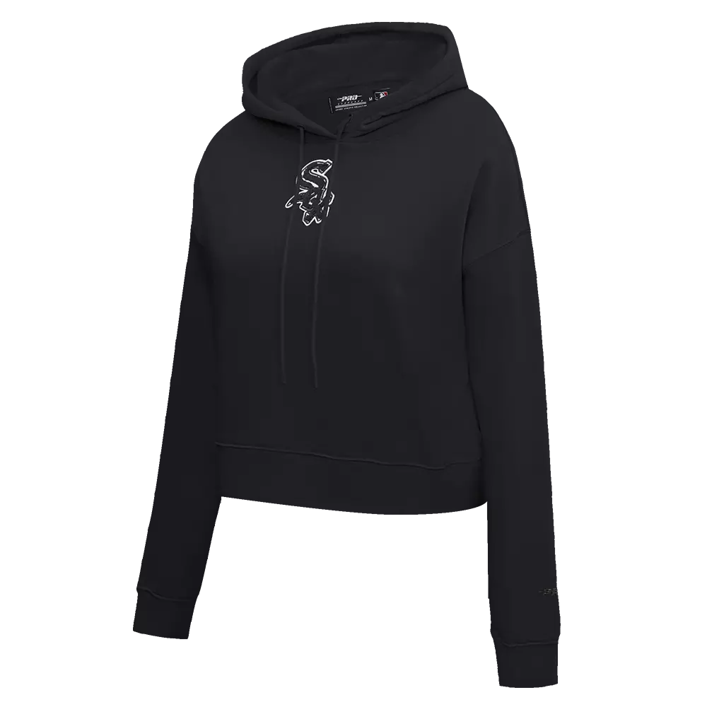 Pro Standard Women's Chicago White Sox Classic Fleece Cropped PO Hoodie - Black - BLACK