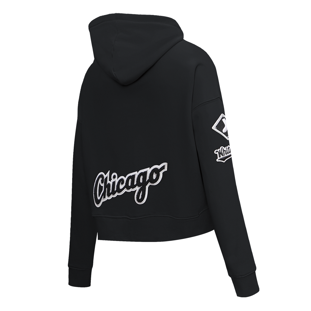 Pro Standard Women's Chicago White Sox Classic Fleece Cropped PO Hoodie - Black - BLACK Thumbnail View 4
