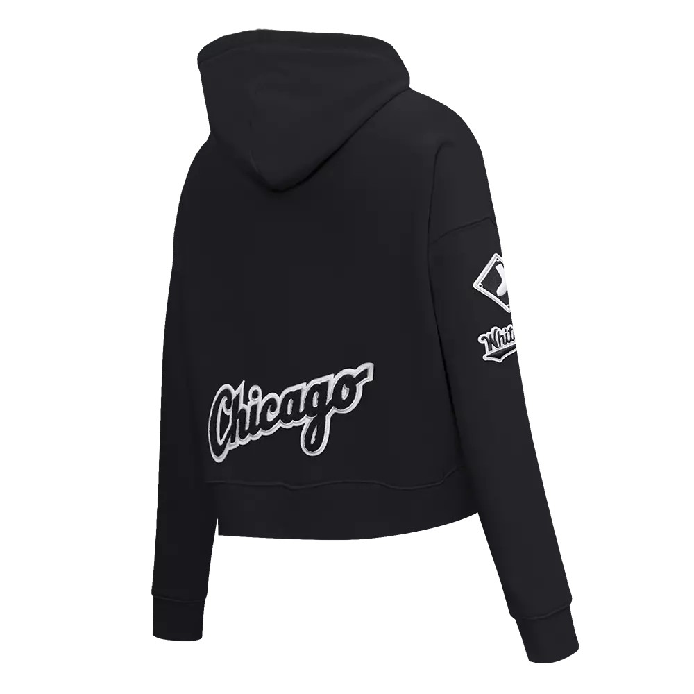 Pro Standard Women's Chicago White Sox Classic Fleece Cropped PO Hoodie -Black - BLACK