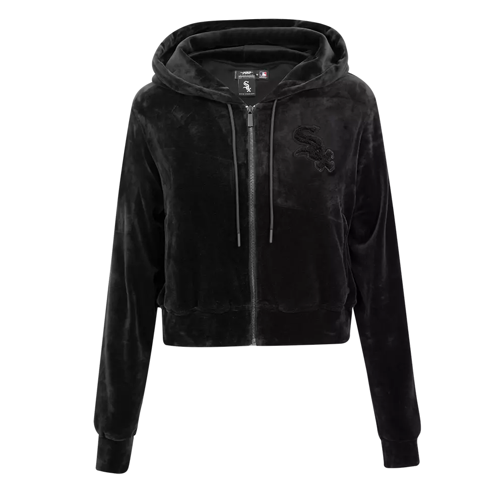 Pro Standard Women's Chicago White Sox Triple Black Velour FZ PO Jacket - BLACK