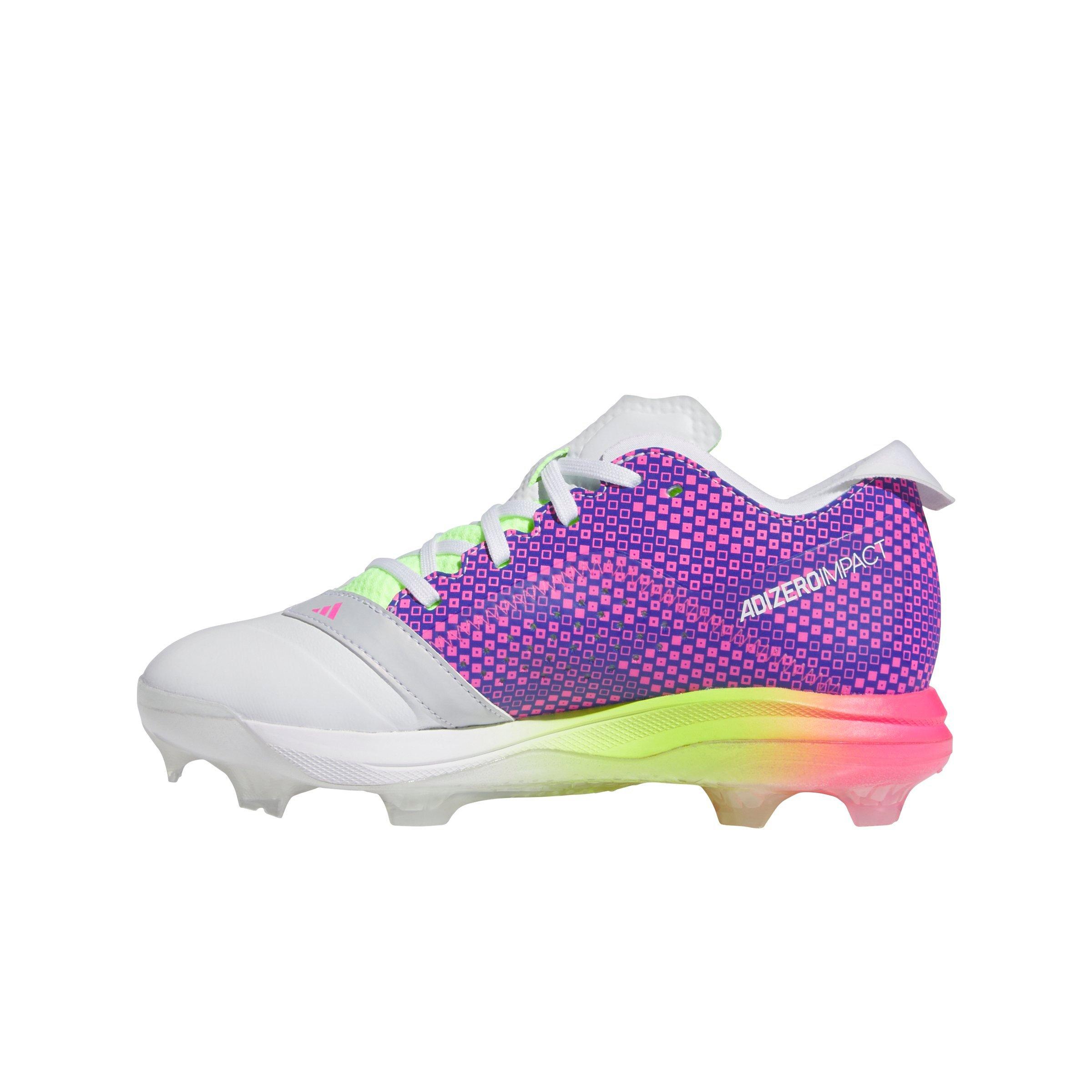 adidas Adizero Impact TPU Warp Speed  Grade School Boys' "White/Blue/Lucid Pink" Baseball Cleat