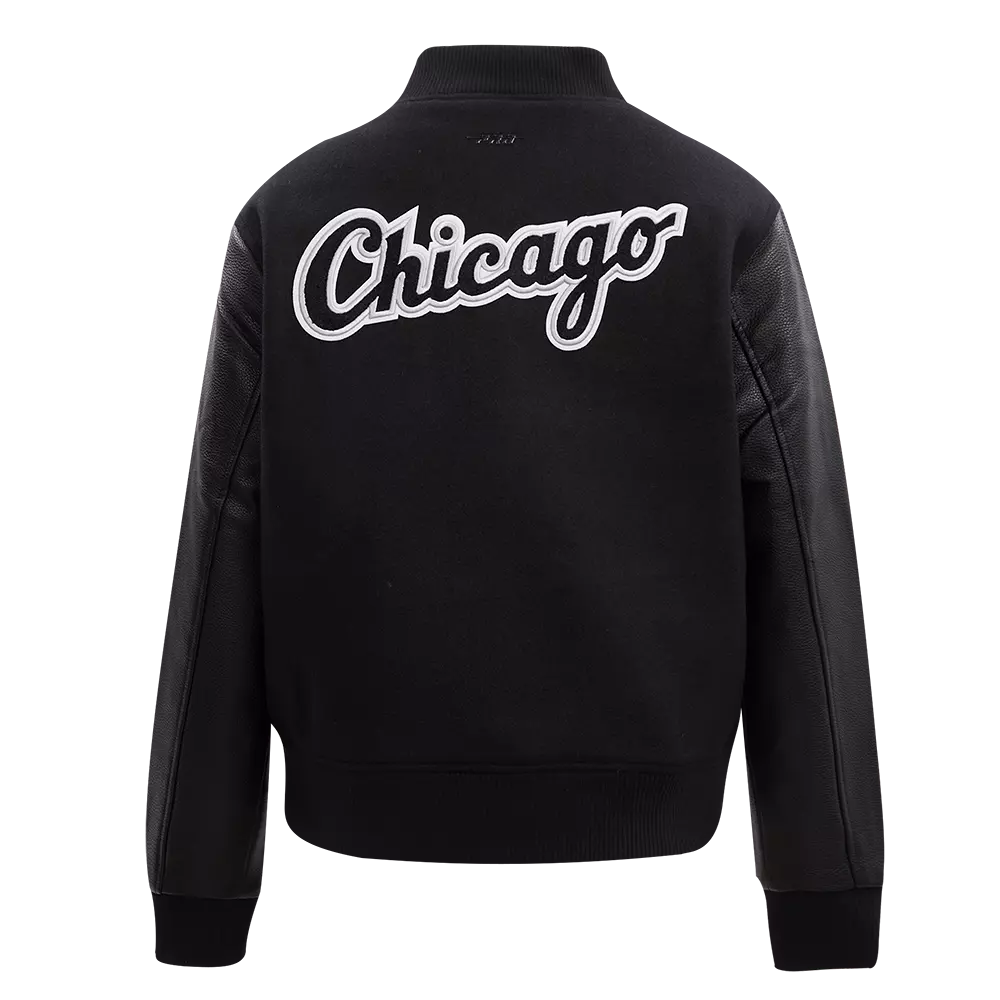 Pro Standard Women's Chicago White Sox Classic Wool Varsity Jacket -Black - BLACK