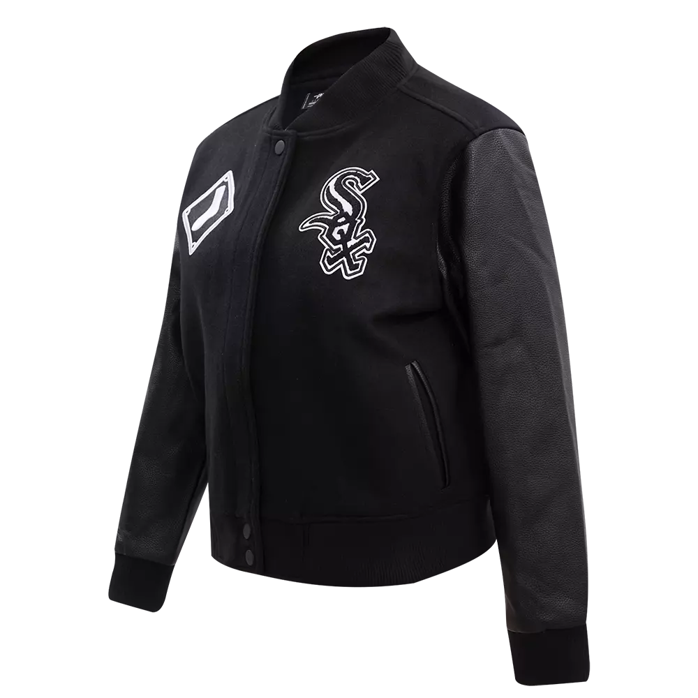Pro Standard Women's Chicago White Sox Classic Wool Varsity Jacket -Black - BLACK