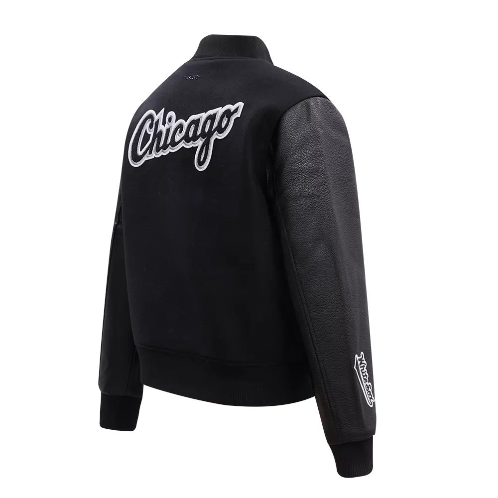 Pro Standard Women's Chicago White Sox Classic Wool Varsity Jacket - Black - BLACK