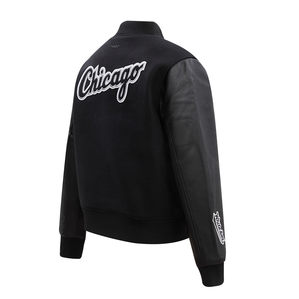 Pro Standard Women's Chicago White Sox Classic Wool Varsity Jacket -Black - BLACK Thumbnail View 4