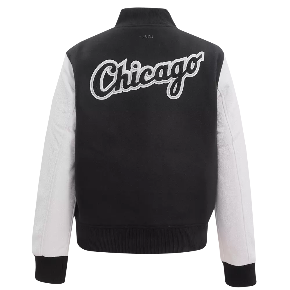 Pro Standard Women's Chicago White Sox Classic Wool Varsity Jacket - Black/White - BLACK/WHITE