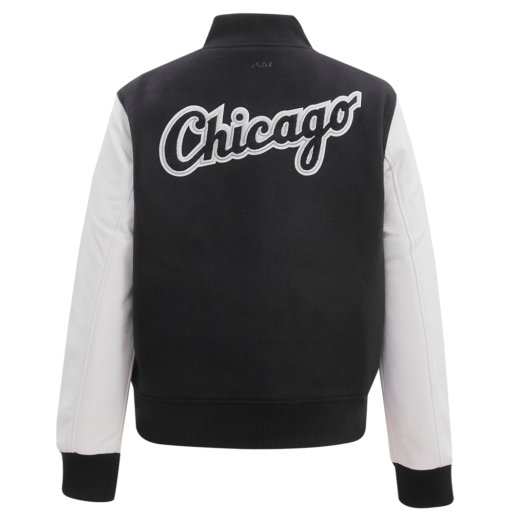 Pro Standard Women's Chicago White Sox Classic Wool Varsity Jacket -Black/White - BLACK/WHITE Thumbnail View 2