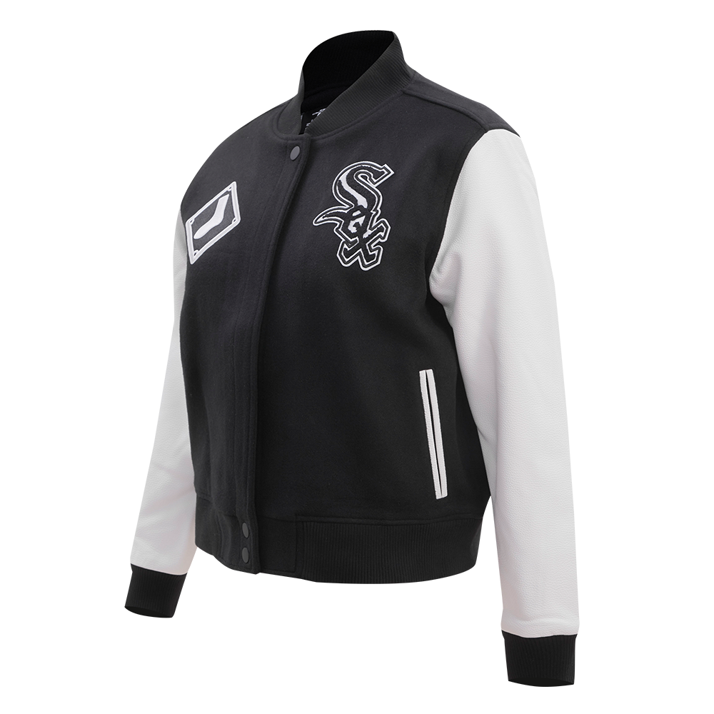 Pro Standard Women's Chicago White Sox Classic Wool Varsity Jacket -Black/White - BLACK/WHITE Thumbnail View 3