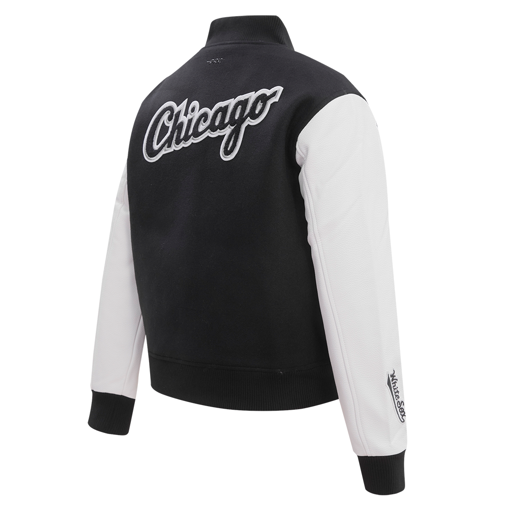 Pro Standard Women's Chicago White Sox Classic Wool Varsity Jacket - Black/White - BLACK/WHITE Thumbnail View 4