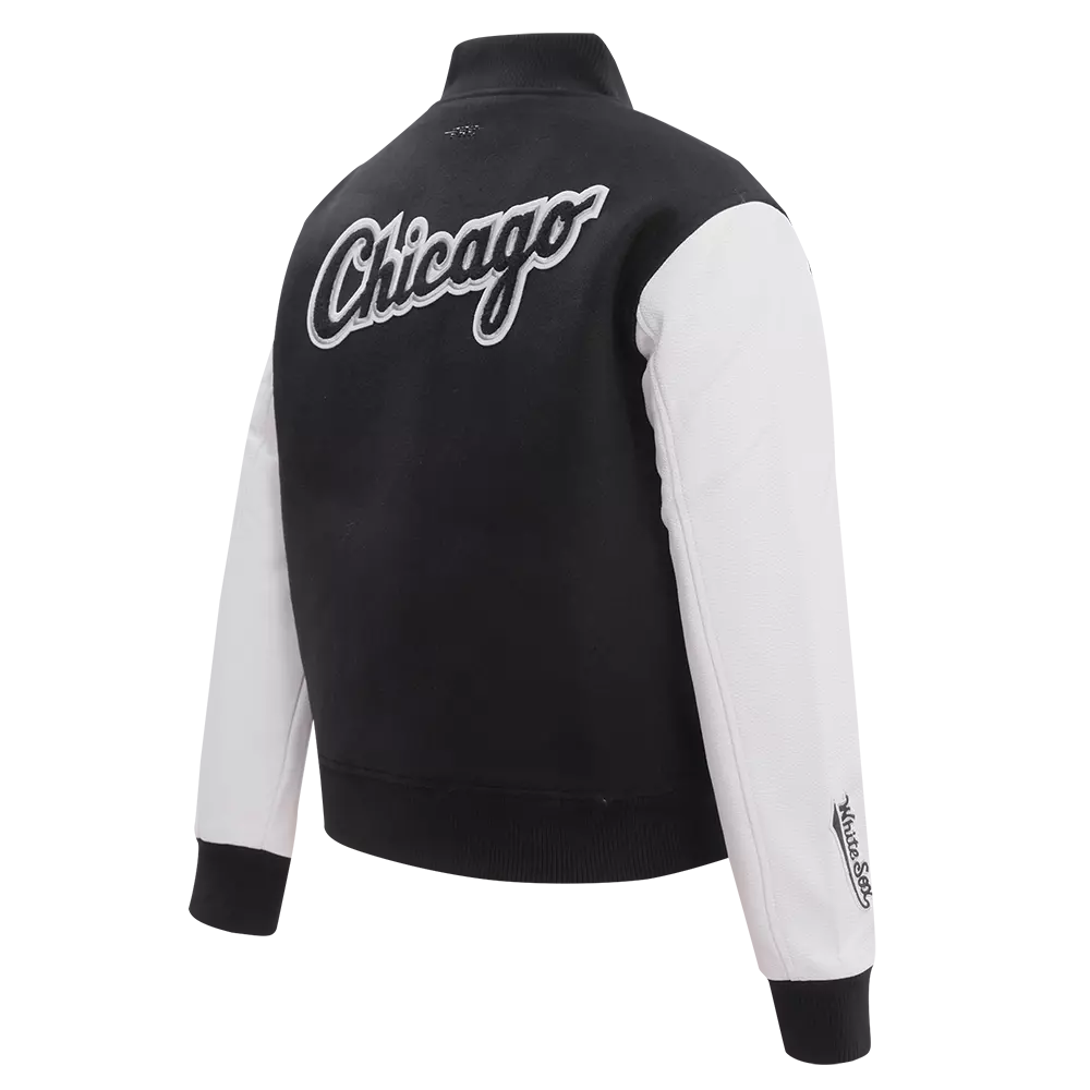 Pro Standard Women's Chicago White Sox Classic Wool Varsity Jacket - Black/White - BLACK/WHITE
