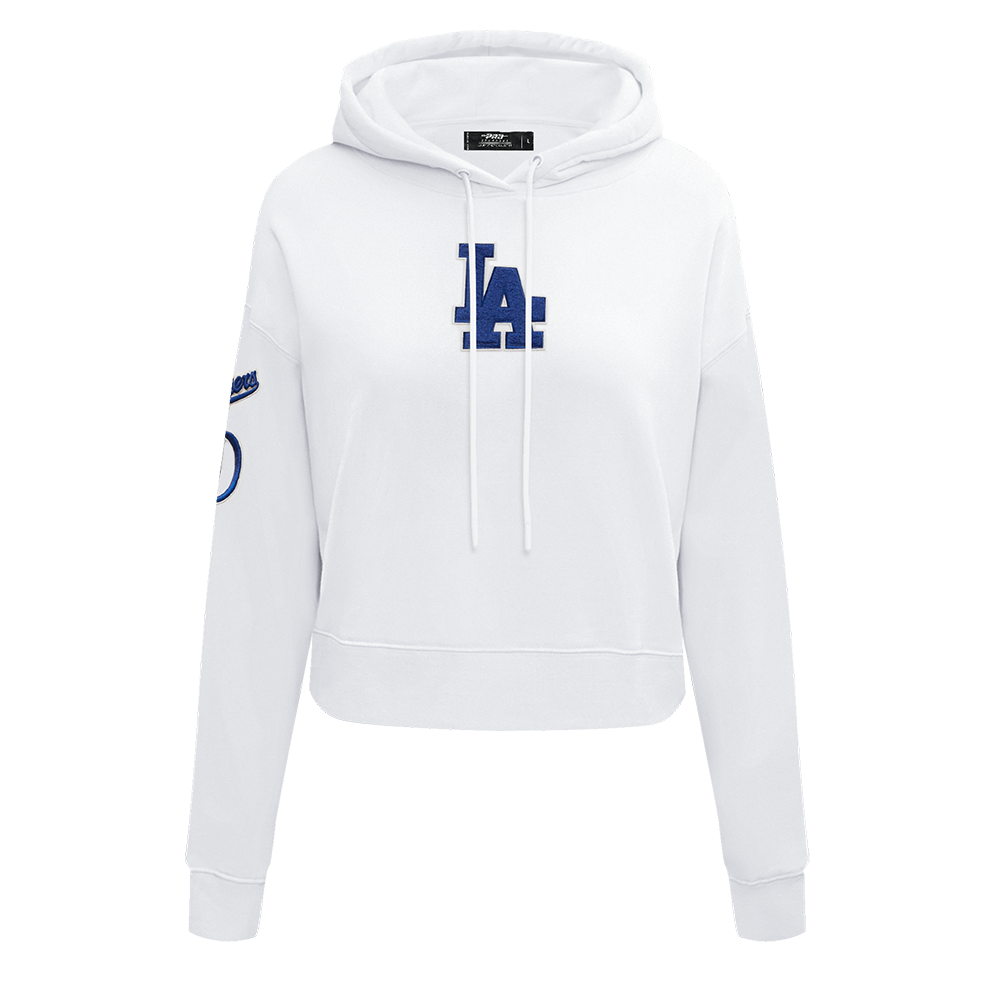 Pro Standard Women's Los Angeles Dodgers Classic Fleece Cropped PO Hoodie - White - WHITE Thumbnail View 1