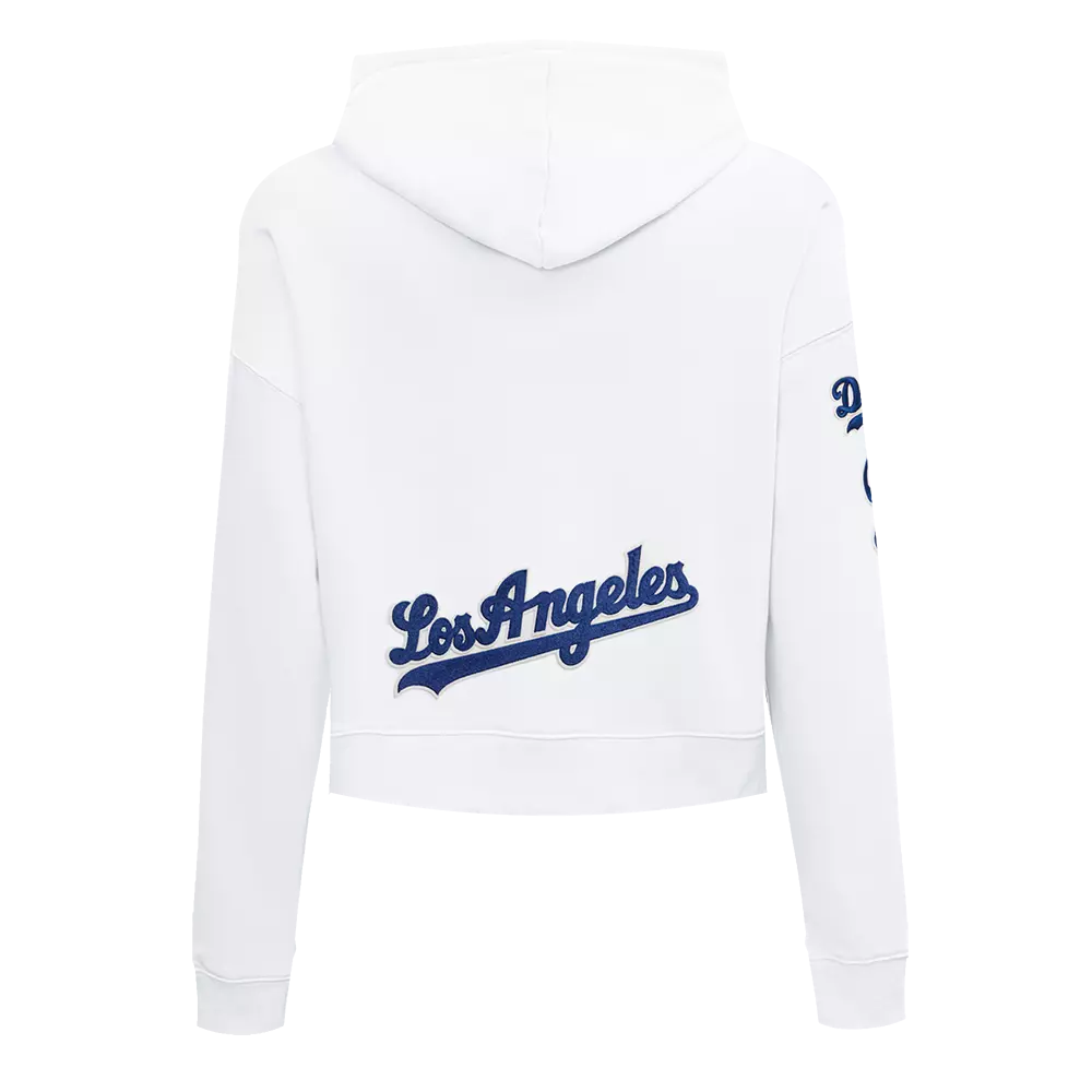 Pro Standard Women's Los Angeles Dodgers Classic Fleece Cropped PO Hoodie - White - WHITE