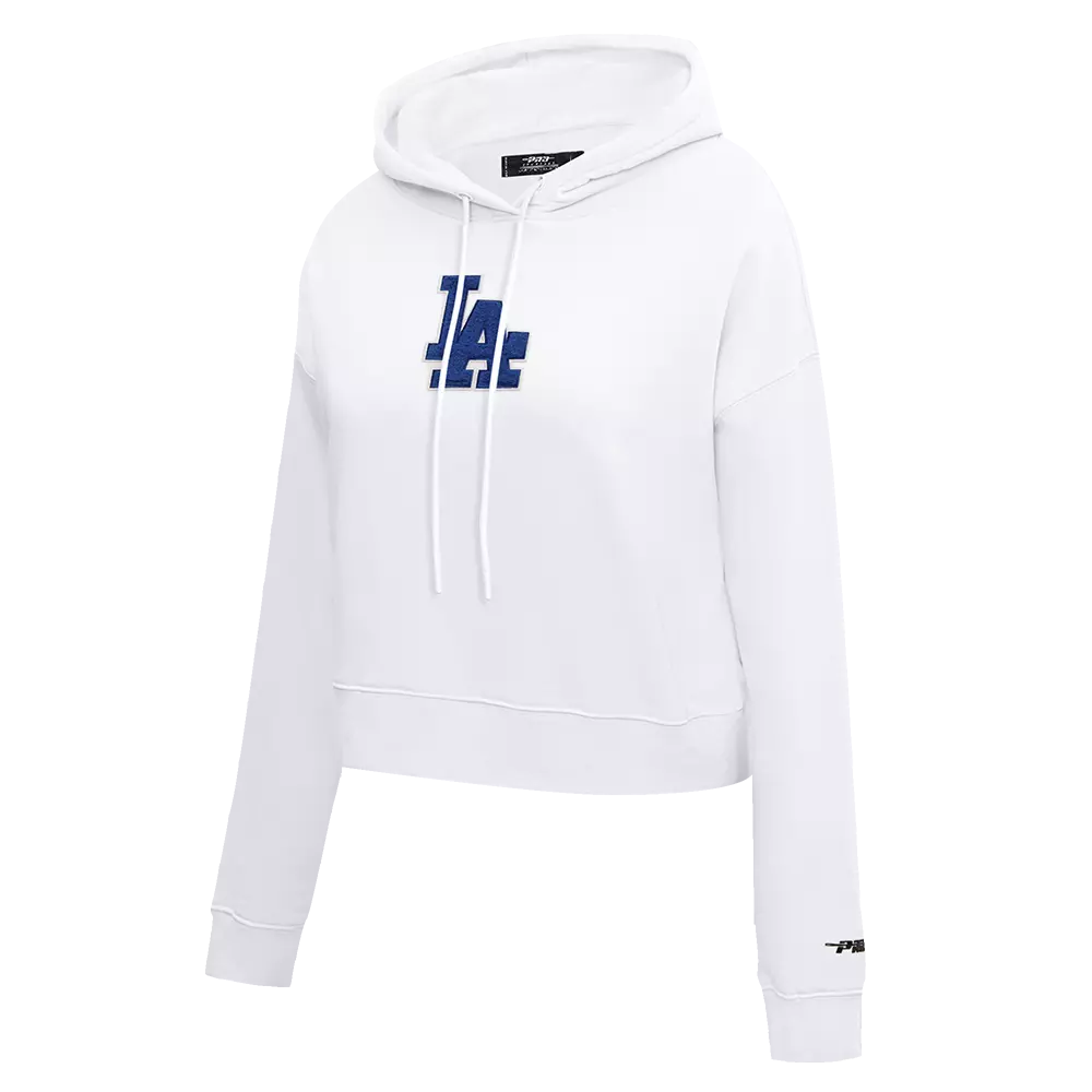 Pro Standard Women's Los Angeles Dodgers Classic Fleece Cropped PO Hoodie - White - WHITE