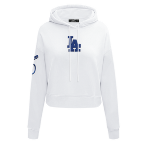 Pro Standard Women's Los Angeles Dodgers Classic Fleece Cropped PO Hoodie -White