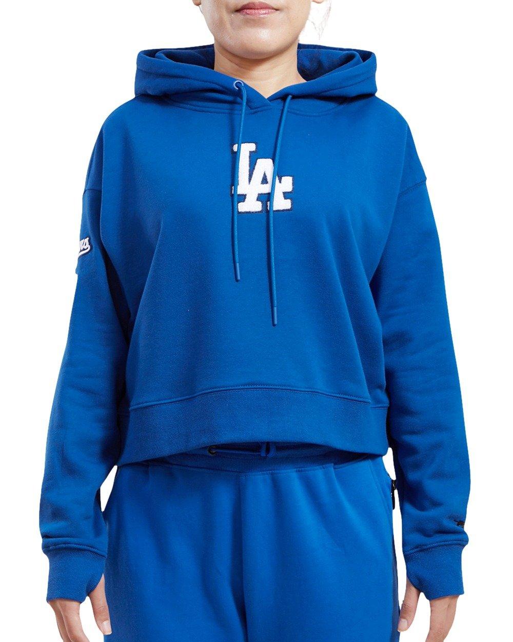 Pro Standard Women's Los Angeles Dodgers Classic Fleece Cropped PO Hoodie - Royal Blue - ROYAL BLUE Thumbnail View 1