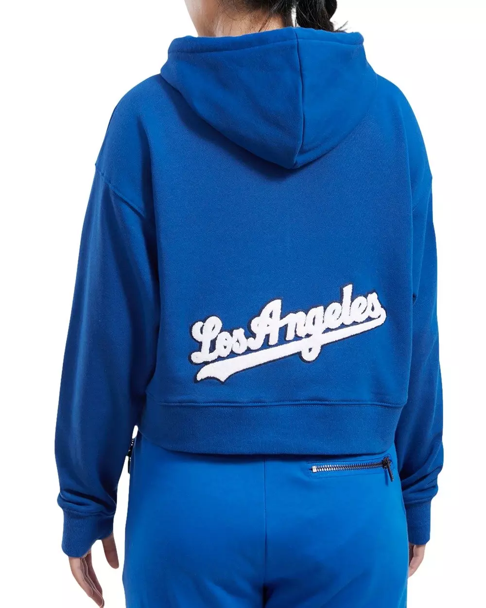 Pro Standard Women's Los Angeles Dodgers Classic Fleece Cropped PO Hoodie -Royal Blue - ROYAL BLUE