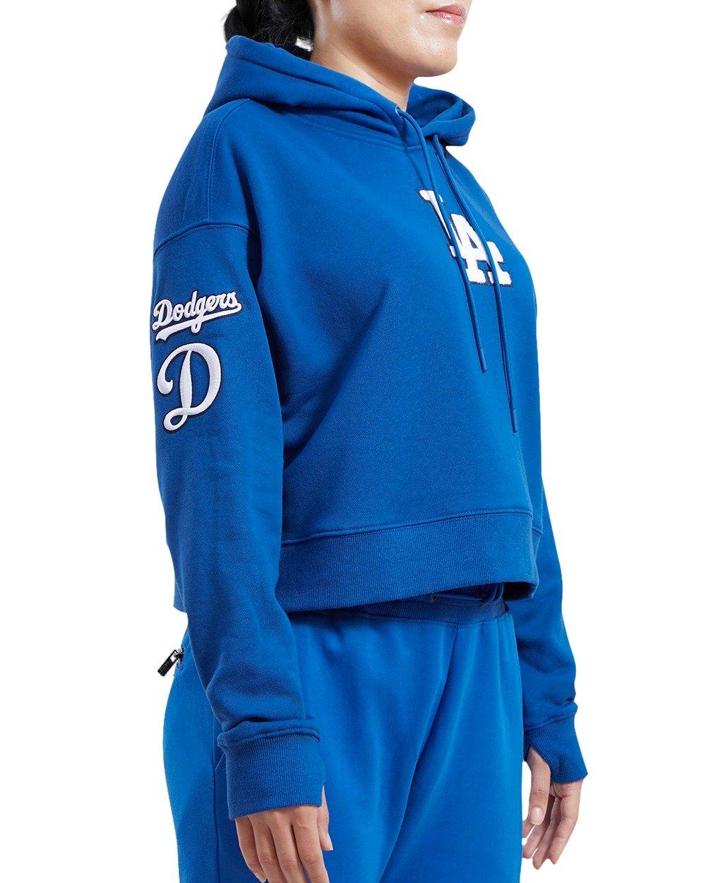 Pro Standard Women's Los Angeles Dodgers Classic Fleece Cropped PO Hoodie -Royal Blue - ROYAL BLUE Thumbnail View 3